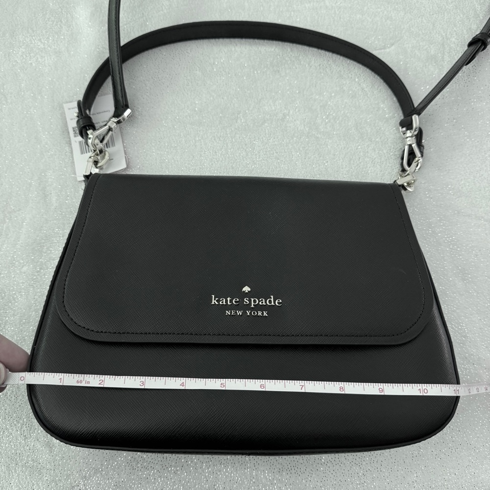 KATE SPADE Black Staci Saffiano Leather Flap Crossbody Bag - Picture 12 of 15